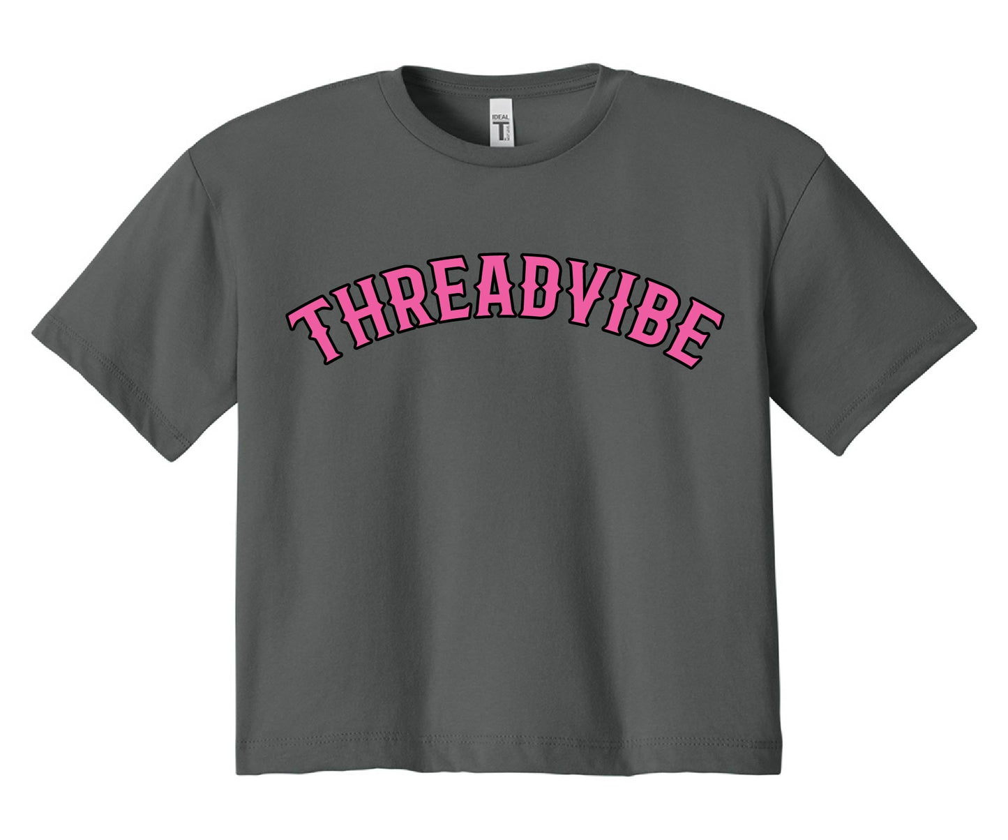 Threadvibe Grey & Pink Crop Top