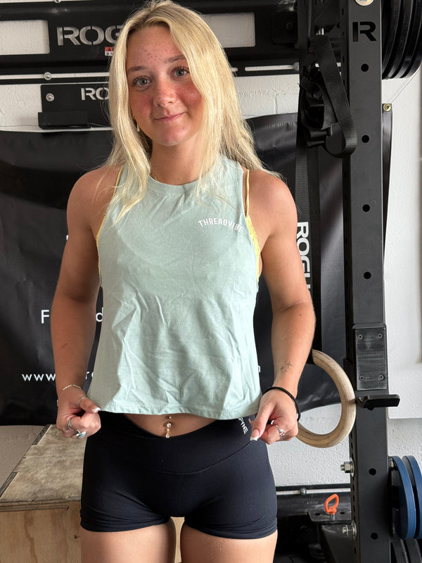 The Standard Crop Top Heather Dusty Blue