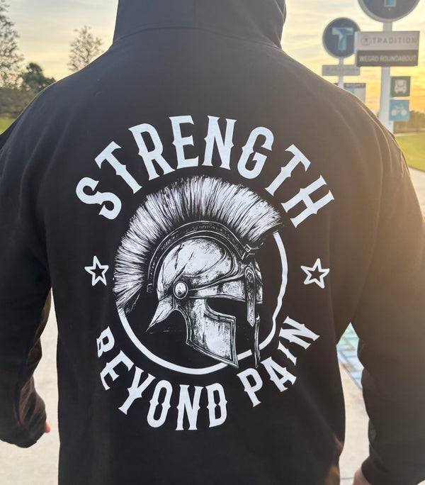 Strength Beyond Pain Unisex Heavyweight Hoodie By ThreadVibe Motivational Gym Wear For Training And Recovery
