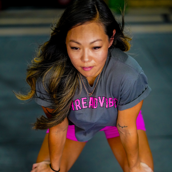 Threadvibe Grey & Pink Crop Top