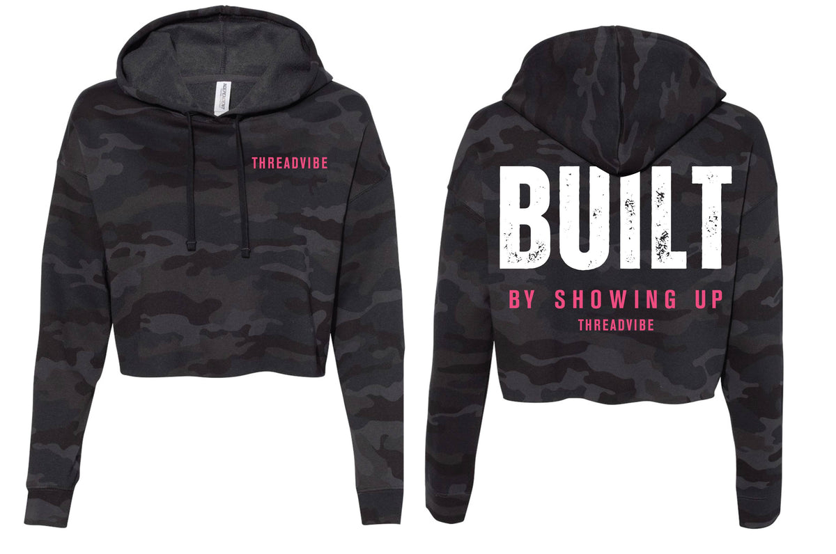 Built By Showing Up Camo Crop Hoodie