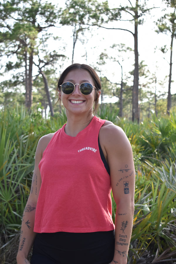 The Standard Crop Top Heather Red