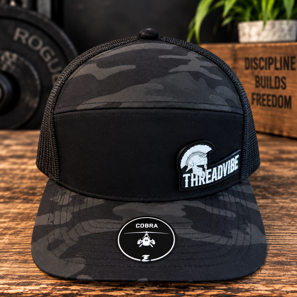 Spartan Black Camo Cobra Hat