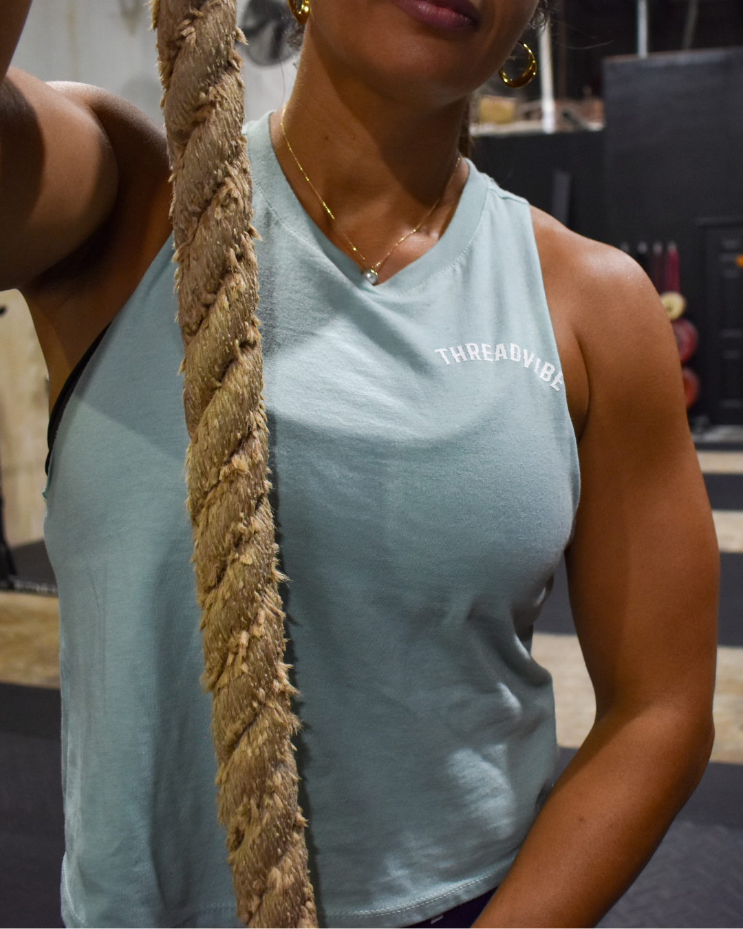The Standard Crop Top Heather Dusty Blue