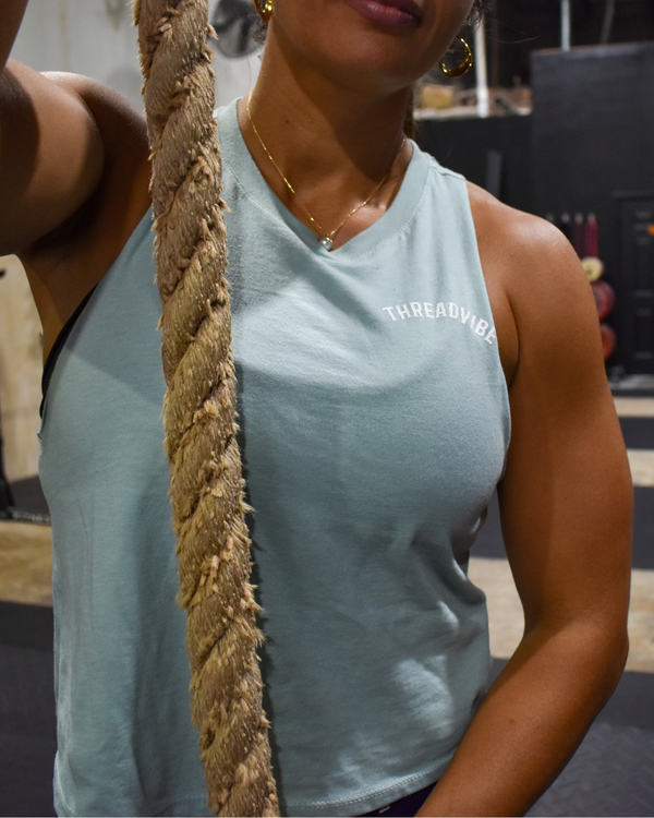 The Standard Crop Top Heather Dusty Blue